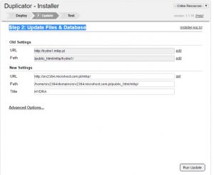 Duplicator Installer Step 2 update filles & database - Hydra Fog