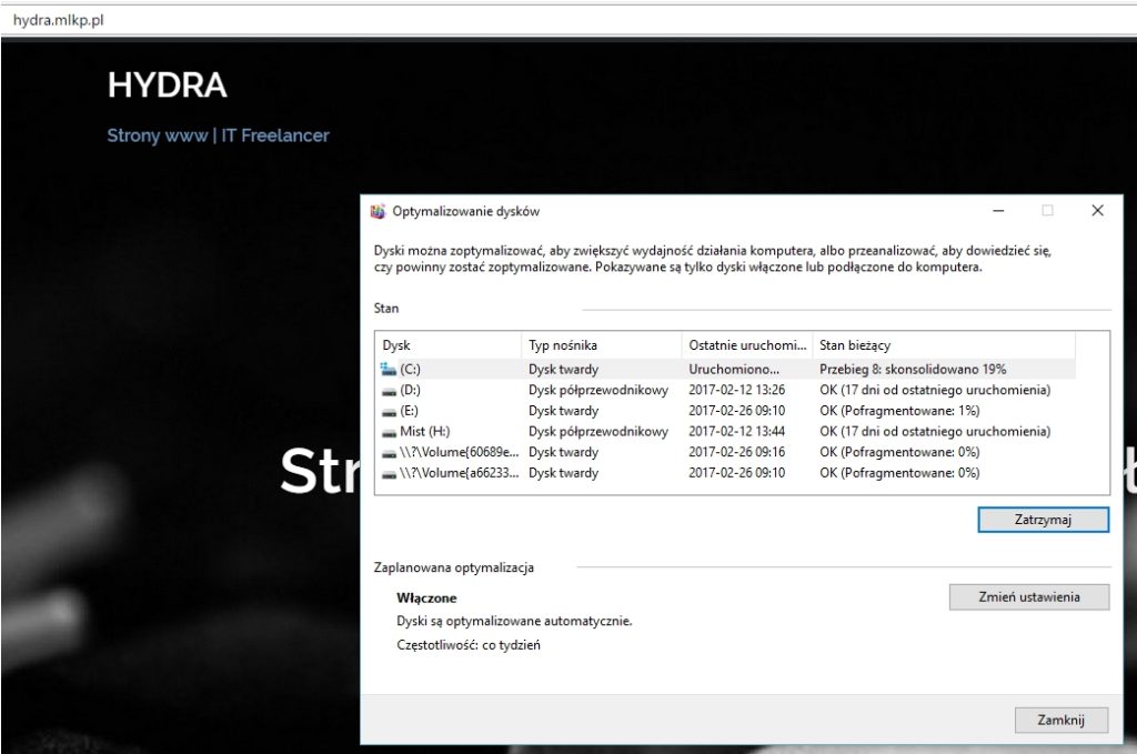 Uruchomienie Defragmentacja dysku w Windows 10,